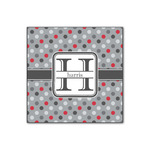 Red & Gray Polka Dots Wood Print - 12x12 (Personalized)
