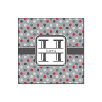 Red & Gray Polka Dots Wood Print - 12x12 (Personalized)