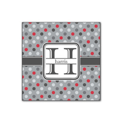 Red & Gray Polka Dots Wood Print - 12x12 (Personalized)