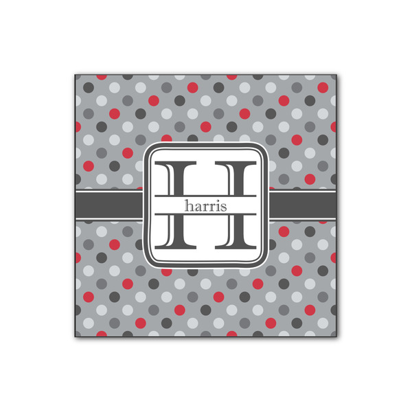 Custom Red & Gray Polka Dots Wood Print - 12x12 (Personalized)