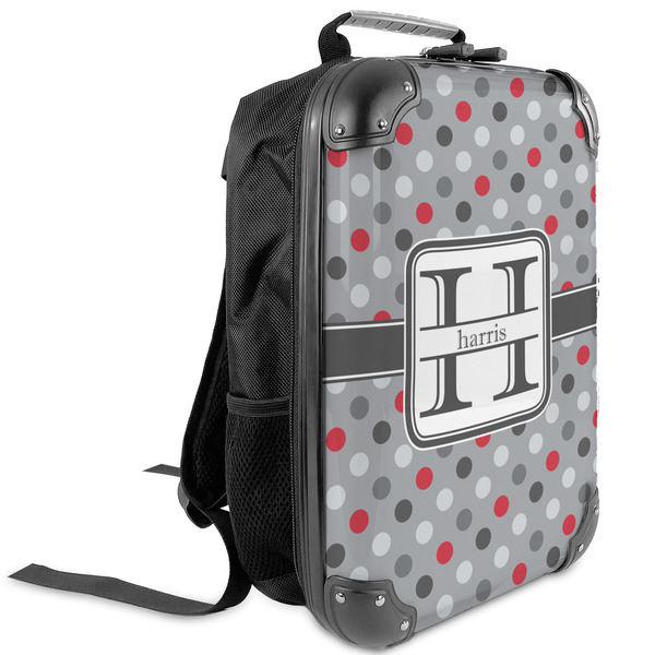 Custom Red & Gray Polka Dots Kids Hard Shell Backpack (Personalized)