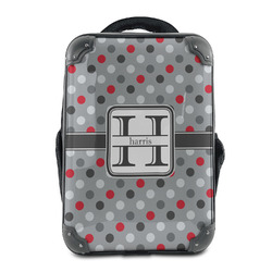 Red & Gray Polka Dots 15" Hard Shell Backpack (Personalized)