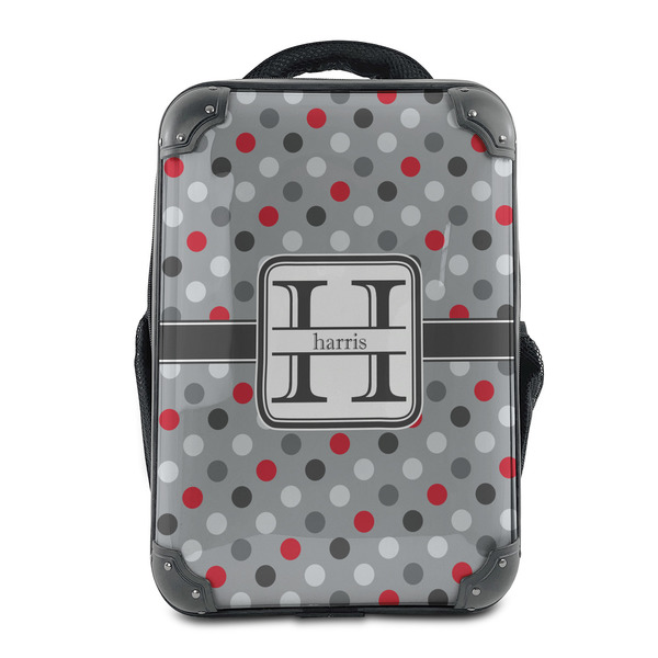 Custom Red & Gray Polka Dots 15" Hard Shell Backpack (Personalized)
