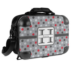 Red & Gray Polka Dots Hard Shell Briefcase - 15" (Personalized)