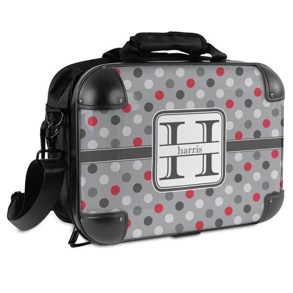 Custom Red & Gray Polka Dots Hard Shell Briefcase (Personalized)