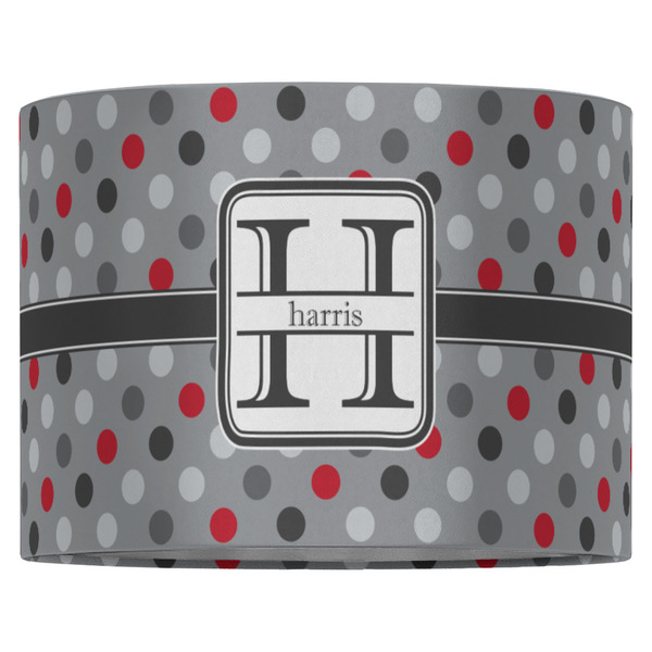 Red & Gray Polka Dots 16" Drum Lampshade - FRONT (Fabric)