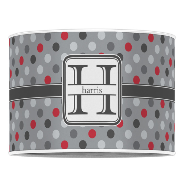 Red & Gray Polka Dots 16" Drum Lampshade - FRONT (Poly Film)