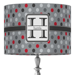 Red & Gray Polka Dots 16" Drum Lamp Shade - Fabric (Personalized)