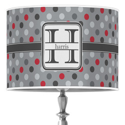 Red & Gray Polka Dots 16" Drum Lamp Shade - Poly-film (Personalized)