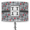 Red & Gray Polka Dots 16" Drum Lampshade - ON STAND (Poly Film)