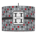 Red & Gray Polka Dots 16" Drum Pendant Lamp - Fabric (Personalized)