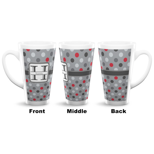 Red & Gray Polka Dots 16 Oz Latte Mug - Approval