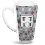 Red & Gray Polka Dots Latte Mug (Personalized)