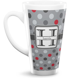 Red & Gray Polka Dots 16 Oz Latte Mug (Personalized)