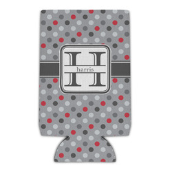 Red & Gray Polka Dots Can Cooler (Personalized)