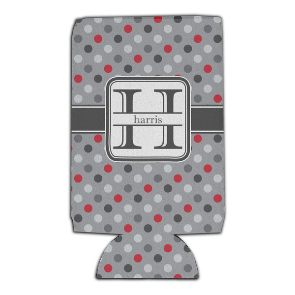 Red & Gray Polka Dots 16oz Can Sleeve - Set of 4 - FRONT