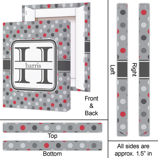 Red & Gray Polka Dots 16x20 - Canvas Print - Approval