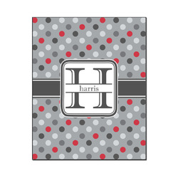 Red & Gray Polka Dots Wood Print - 16x20 (Personalized)
