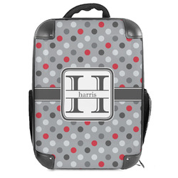 Red & Gray Polka Dots Hard Shell Backpack (Personalized)