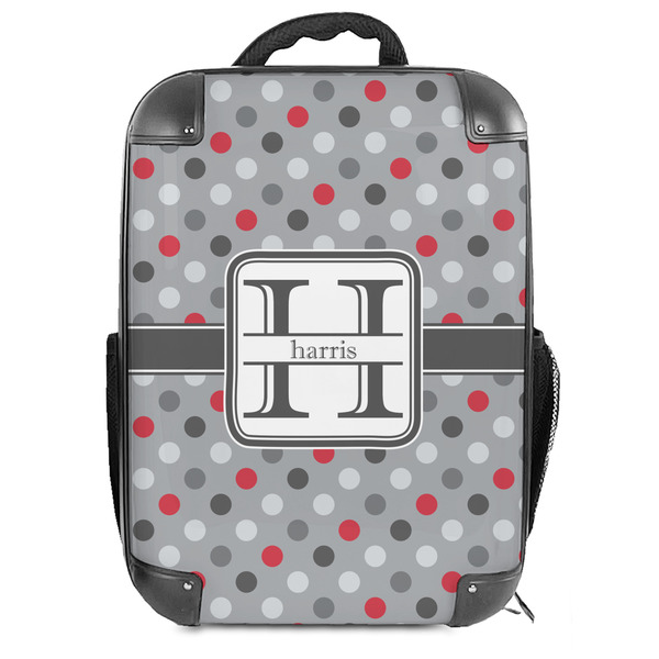 Custom Red & Gray Polka Dots Hard Shell Backpack (Personalized)