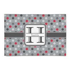 Red & Gray Polka Dots Patio Rug (Personalized)