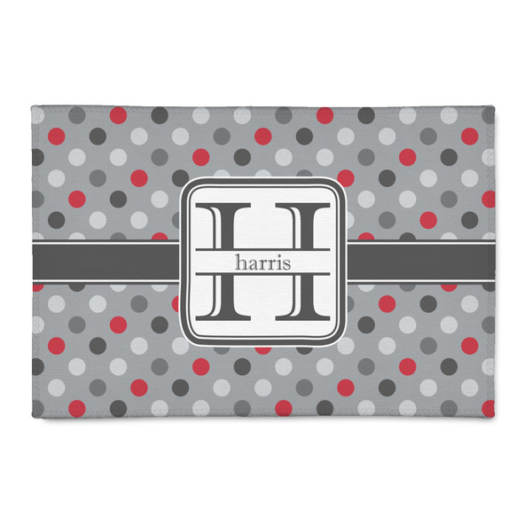 Custom Red & Gray Polka Dots Patio Rug (Personalized)
