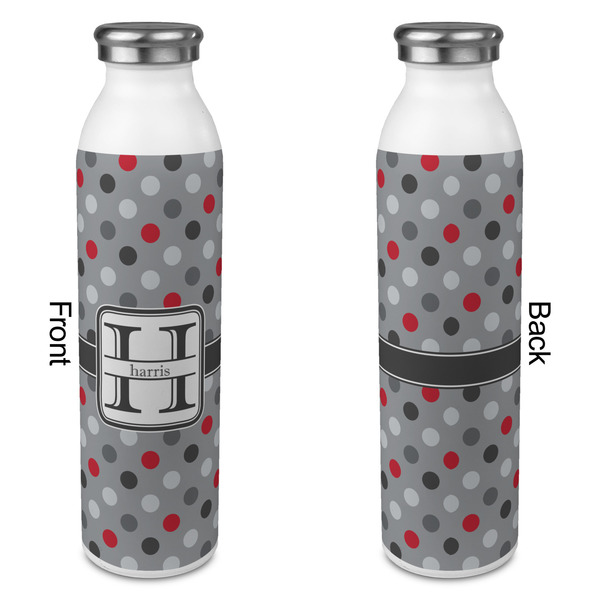 Red & Gray Polka Dots 20oz Water Bottles - Full Print - Approval