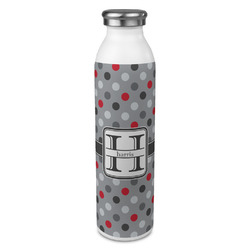 Red & Gray Polka Dots 20oz Stainless Steel Water Bottle - Full Print (Personalized)