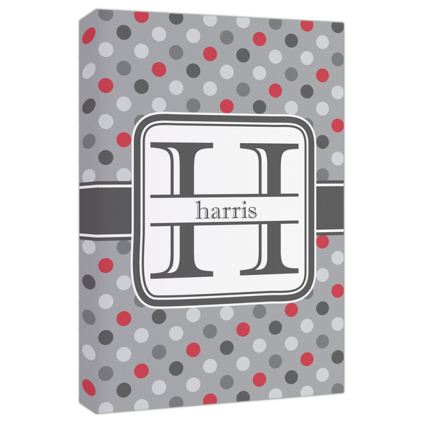 Custom Red & Gray Polka Dots Canvas Print - 20x30 (Personalized)