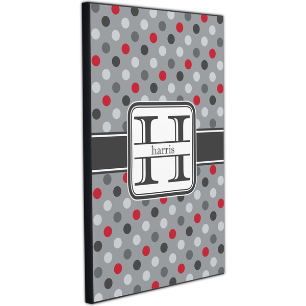 Red & Gray Polka Dots 20x30 Wood Print - Angle View