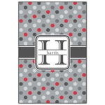 Red & Gray Polka Dots Wood Print - 20x30 (Personalized)
