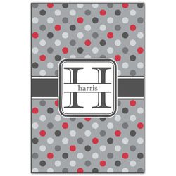 Red & Gray Polka Dots Wood Print - 20x30 (Personalized)