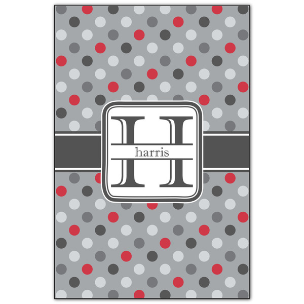 Custom Red & Gray Polka Dots Wood Print - 20x30 (Personalized)