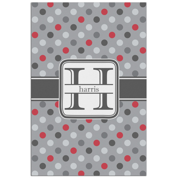 Custom Red & Gray Polka Dots Poster - Matte - 24x36 (Personalized)