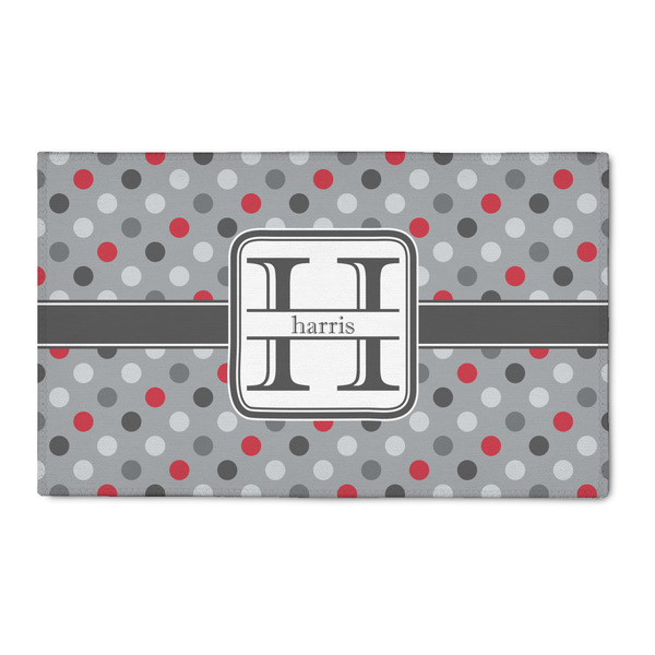 Custom Red & Gray Polka Dots 3' x 5' Patio Rug (Personalized)