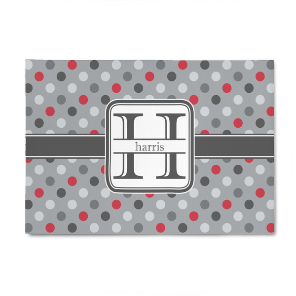 Custom Red & Gray Polka Dots 4' x 6' Indoor Area Rug (Personalized)