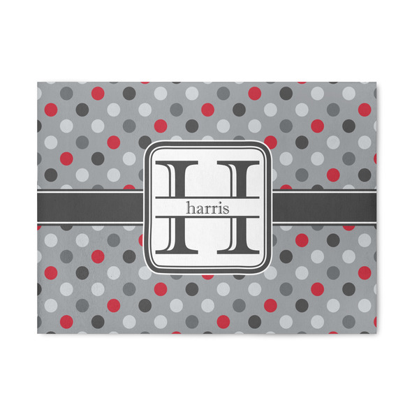 Custom Red & Gray Polka Dots 5' x 7' Patio Rug (Personalized)