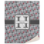 Red & Gray Polka Dots Sherpa Throw Blanket (Personalized)