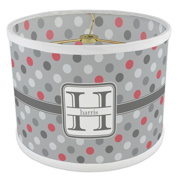 Red & Gray Polka Dots 8" Drum Lampshade - ANGLE Poly-Film
