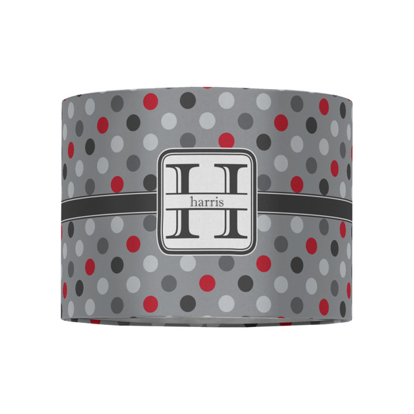 Red & Gray Polka Dots 8" Drum Lampshade - FRONT (Fabric)