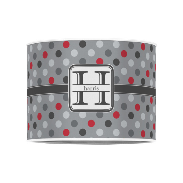 Red & Gray Polka Dots 8" Drum Lampshade - FRONT (Poly Film)