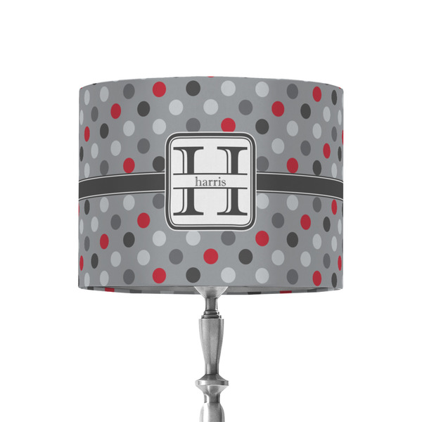 Custom Red & Gray Polka Dots 8" Drum Lamp Shade - Fabric (Personalized)