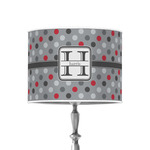 Red & Gray Polka Dots 8" Drum Lamp Shade - Poly-film (Personalized)