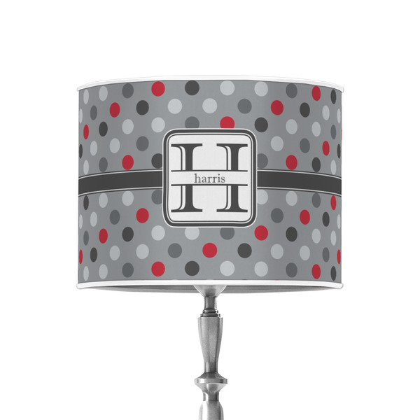 Custom Red & Gray Polka Dots 8" Drum Lamp Shade - Poly-film (Personalized)