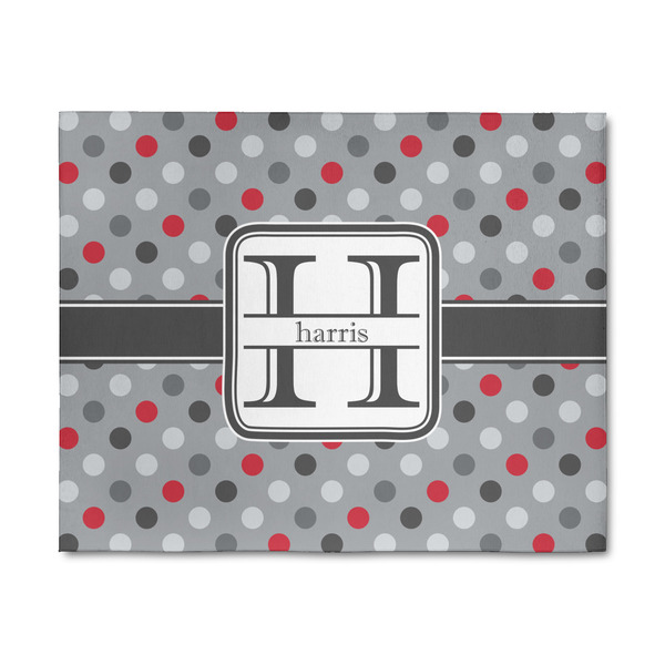 Custom Red & Gray Polka Dots 8' x 10' Patio Rug (Personalized)