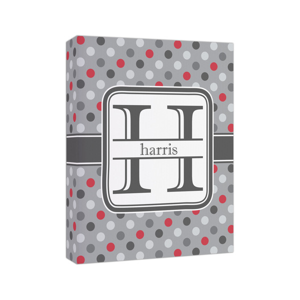 Red & Gray Polka Dots 8x10 - Canvas Print - Angled View