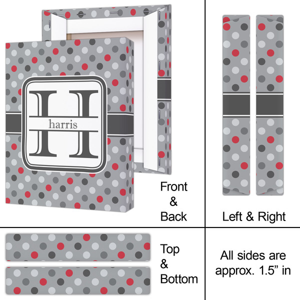 Red & Gray Polka Dots 8x10 - Canvas Print - Approval