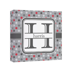 Red & Gray Polka Dots Canvas Print - 8x8 (Personalized)