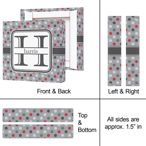 Red & Gray Polka Dots 8x8 - Canvas Print - Approval