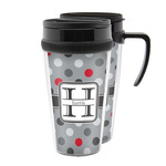 Red & Gray Polka Dots Acrylic Travel Mug (Personalized)